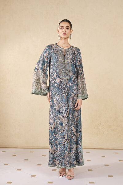 Turaya Silk Kaftan - Powder Blue